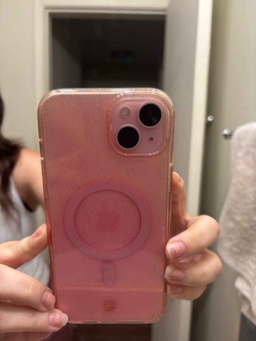 Clear Pink Sparkly MagSafe Case iPhone 15 Plus